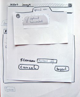 paper prototype for the upload dialog